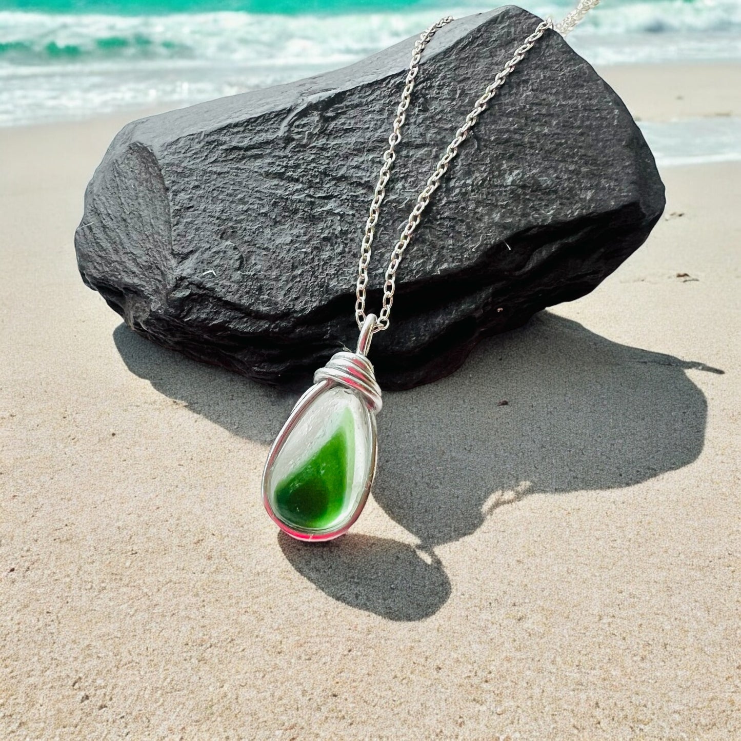 Green Seaham Sea Glass Multi Pendant