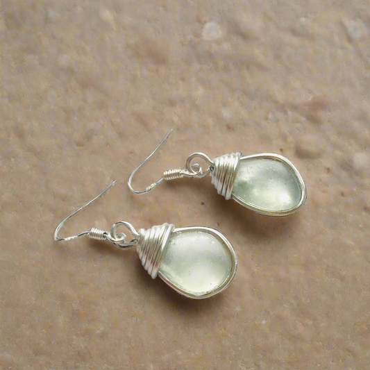 Seafoam Dangly Devon Sea Glass Earrings