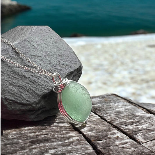 Aqua Bubble Seaham Sea Glass Pendant