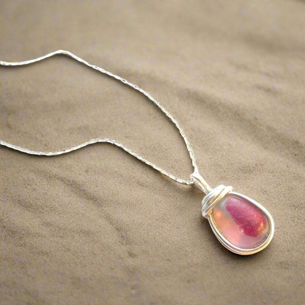 Seaham Sea Glass Pink Pendant