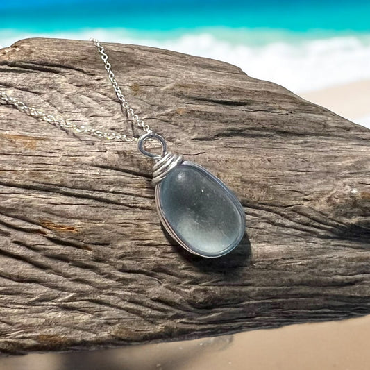 Pale Blue Seaham Sea Glass Pendant