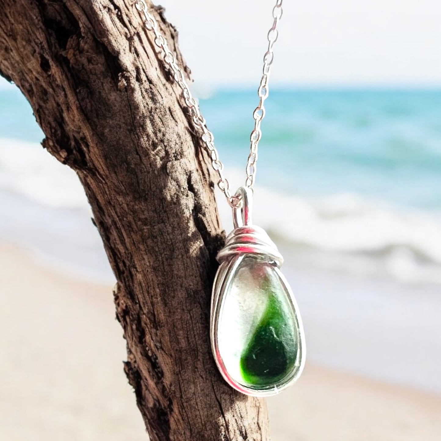 Green Seaham Sea Glass Multi Pendant