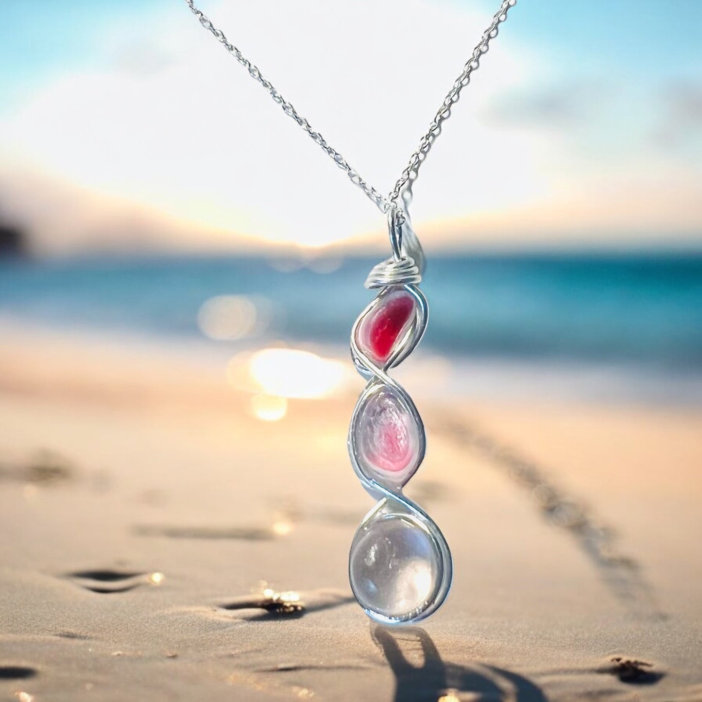 Seaham Sea Glass Mixed Pinks Pendant