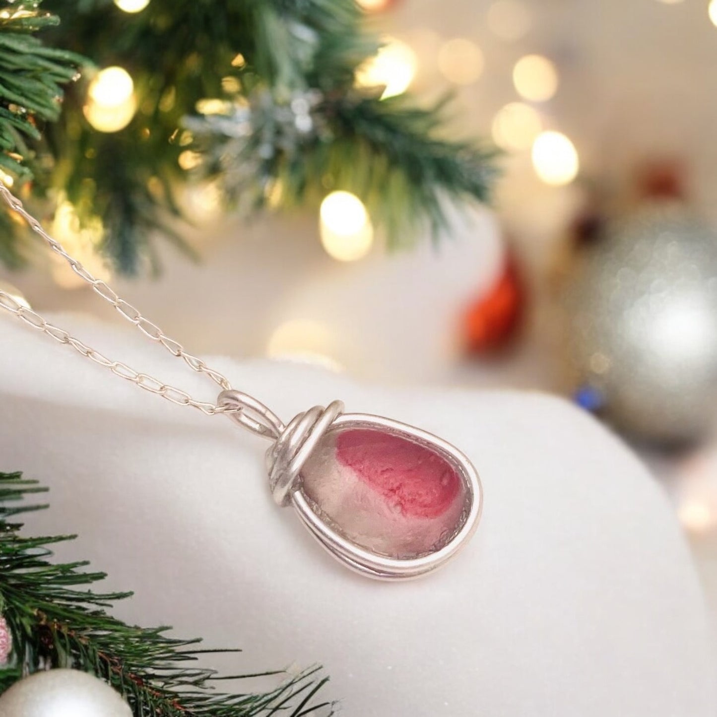 Seaham Sea Glass Pink Pendant