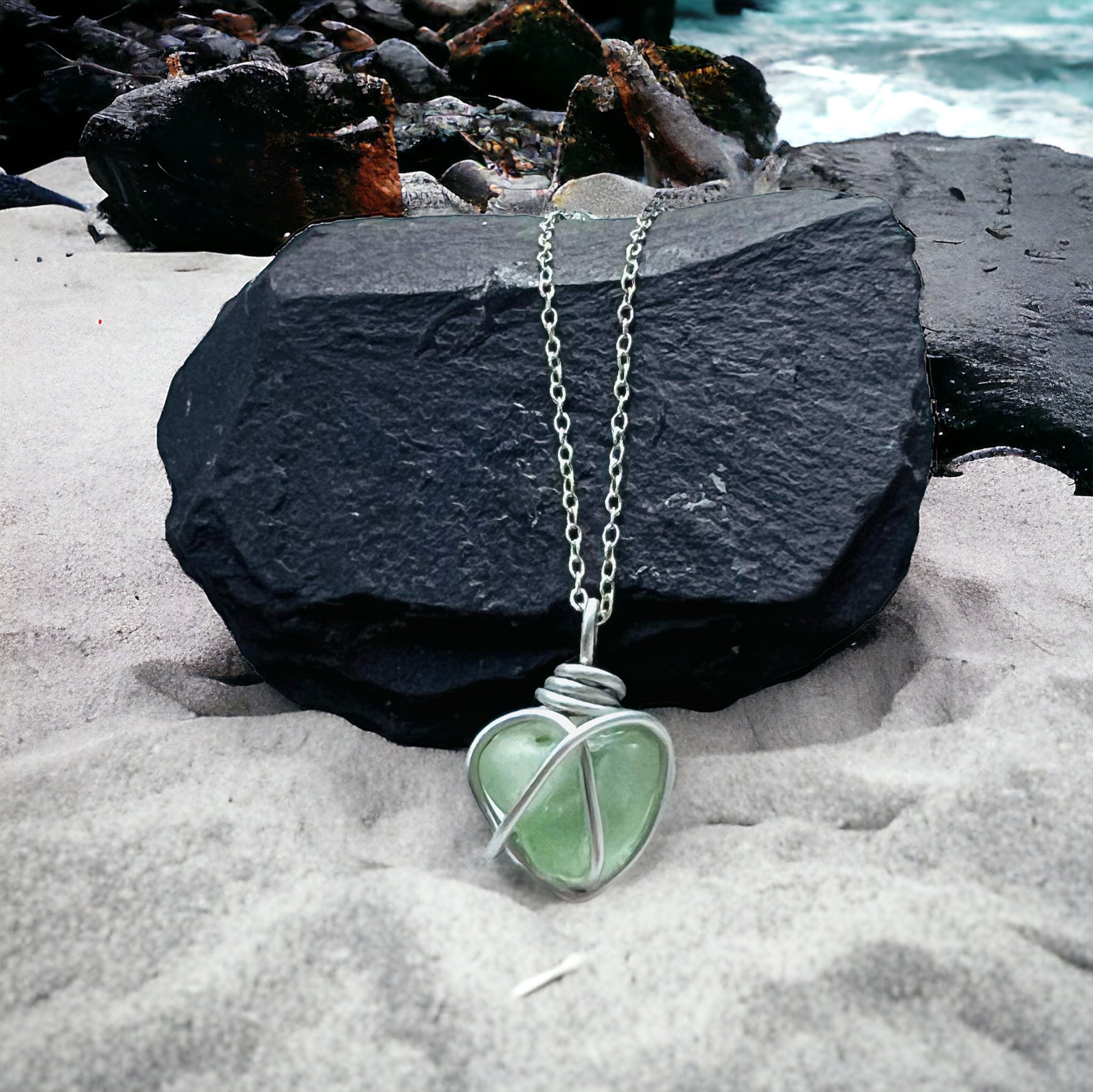 Cornish sea sales glass necklace