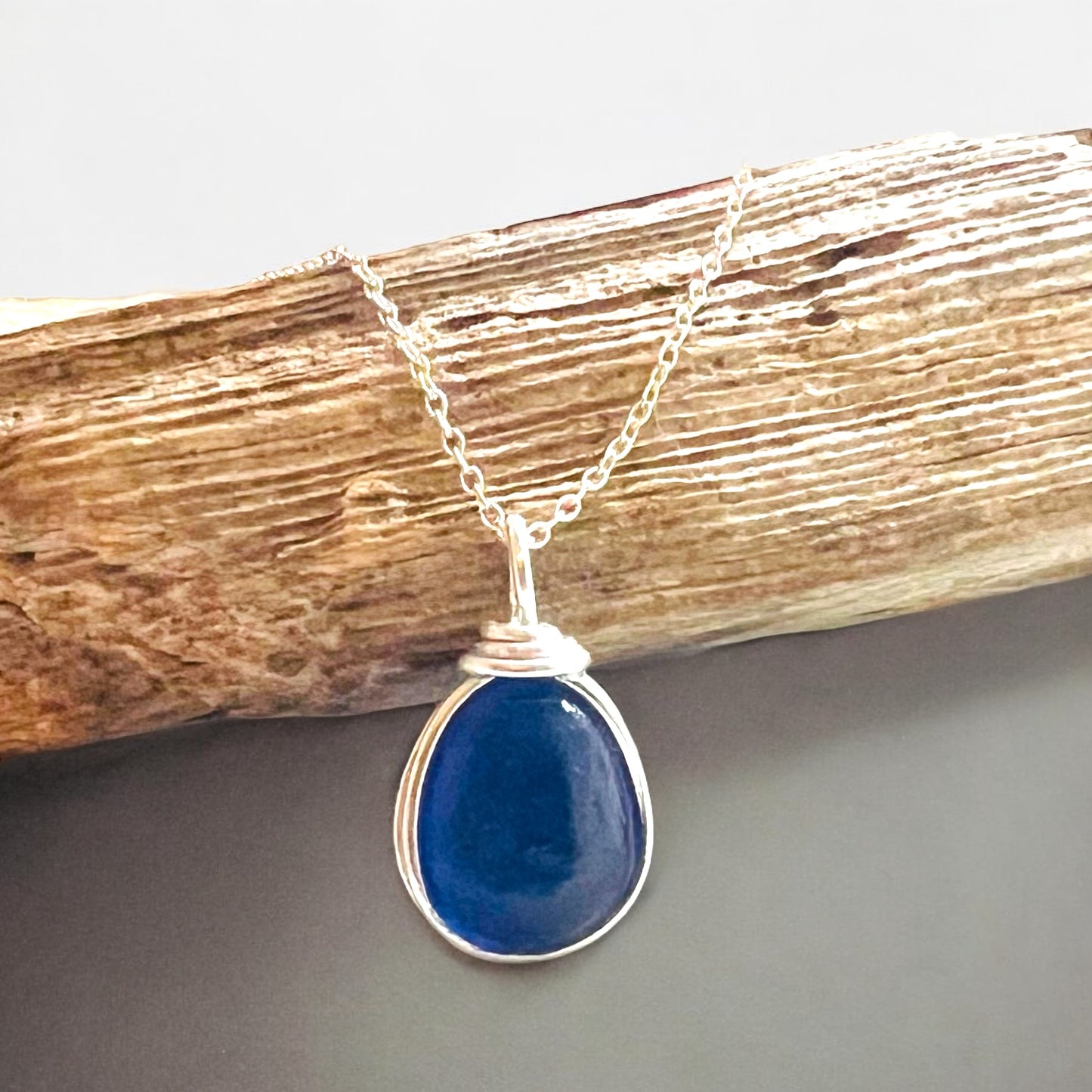 Cobalt Seaham Sea Glass Pendant