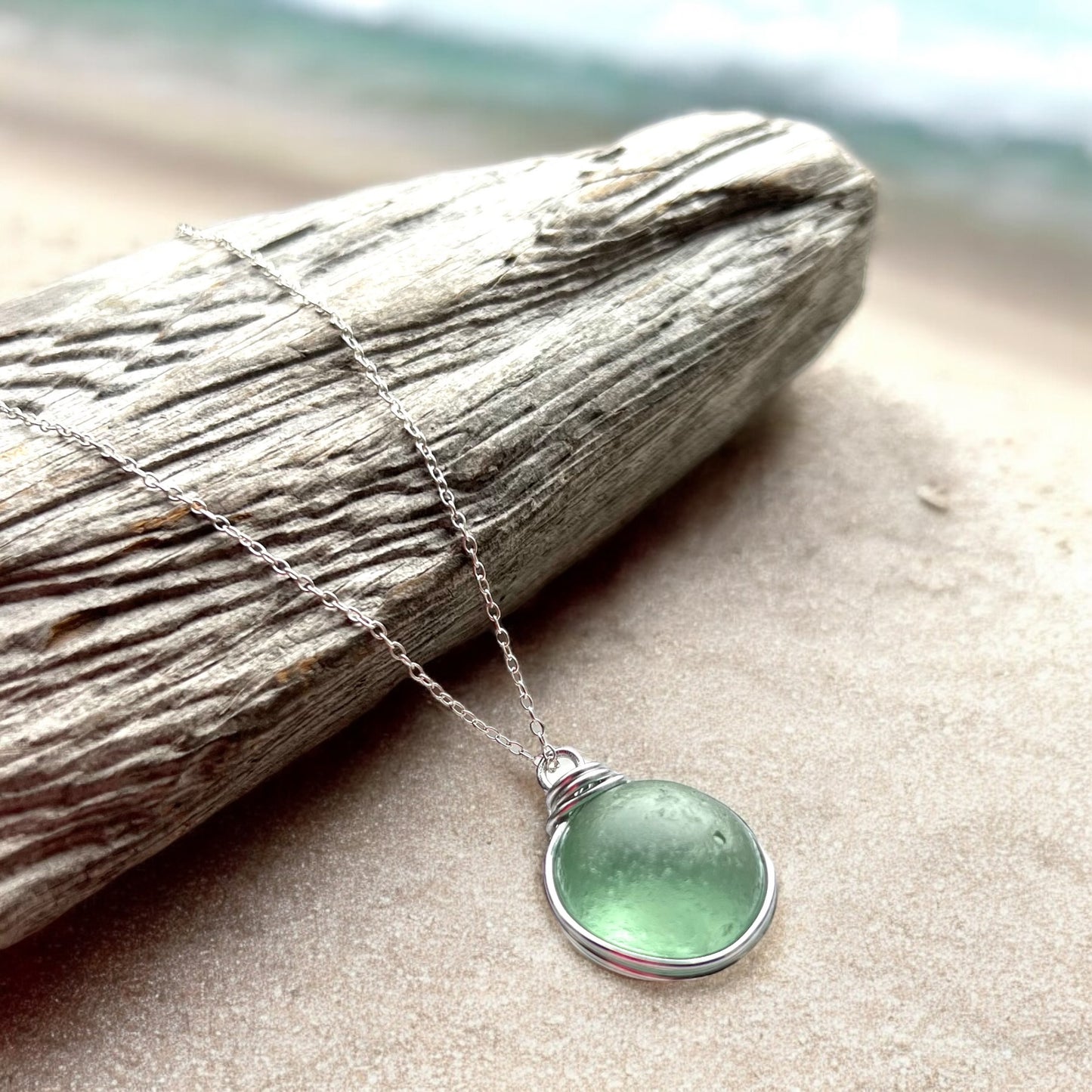 Aqua Bubble Seaham Sea Glass Pendant