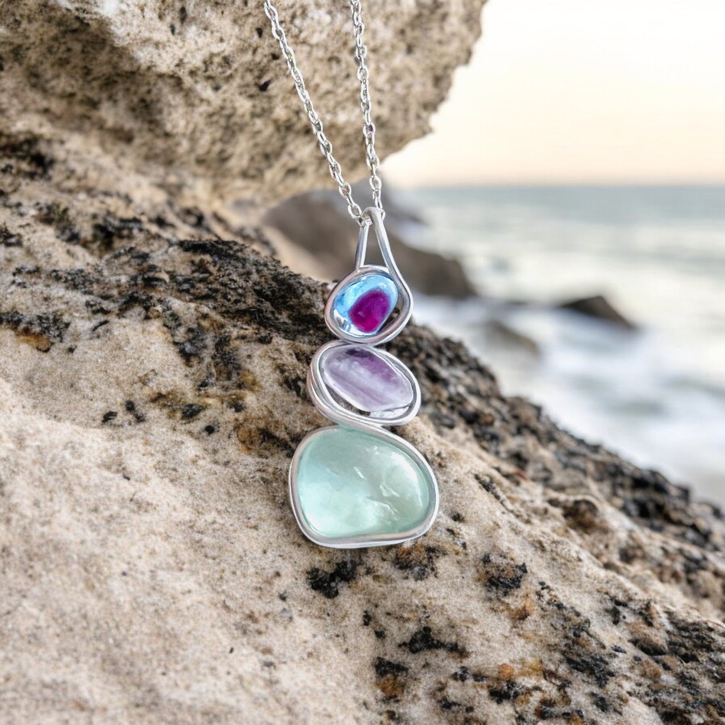 Three Piece Seaham Sea Glass Pendant