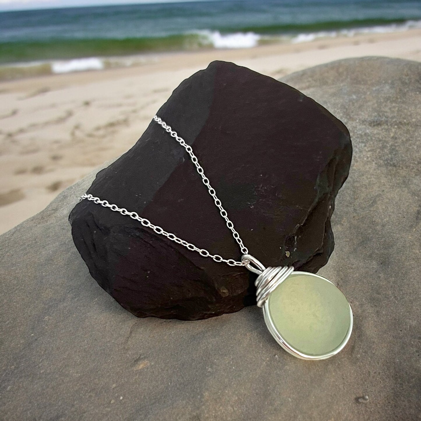 Seafoam Devon Sea Glass Pendant