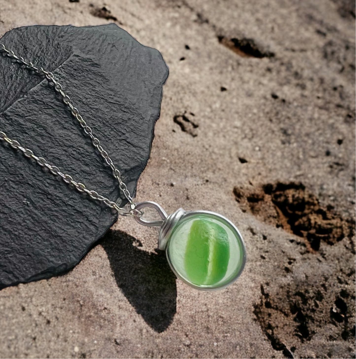 Devon Sea Glass Marble Pendant