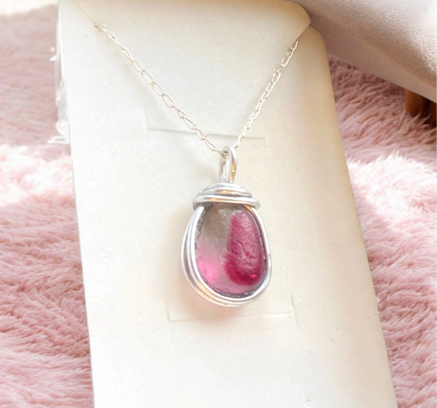 Seaham Sea Glass Pink Pendant