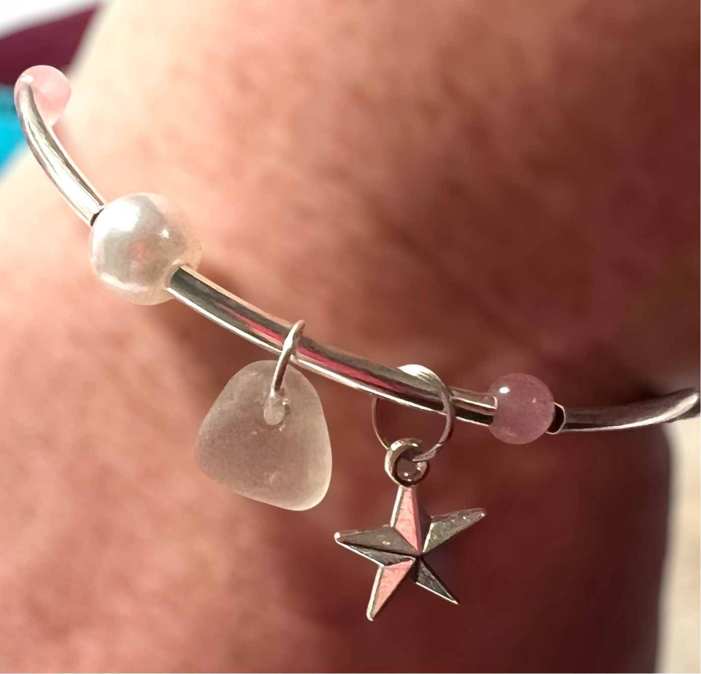 Star & Sea Glass Charm Bracelet