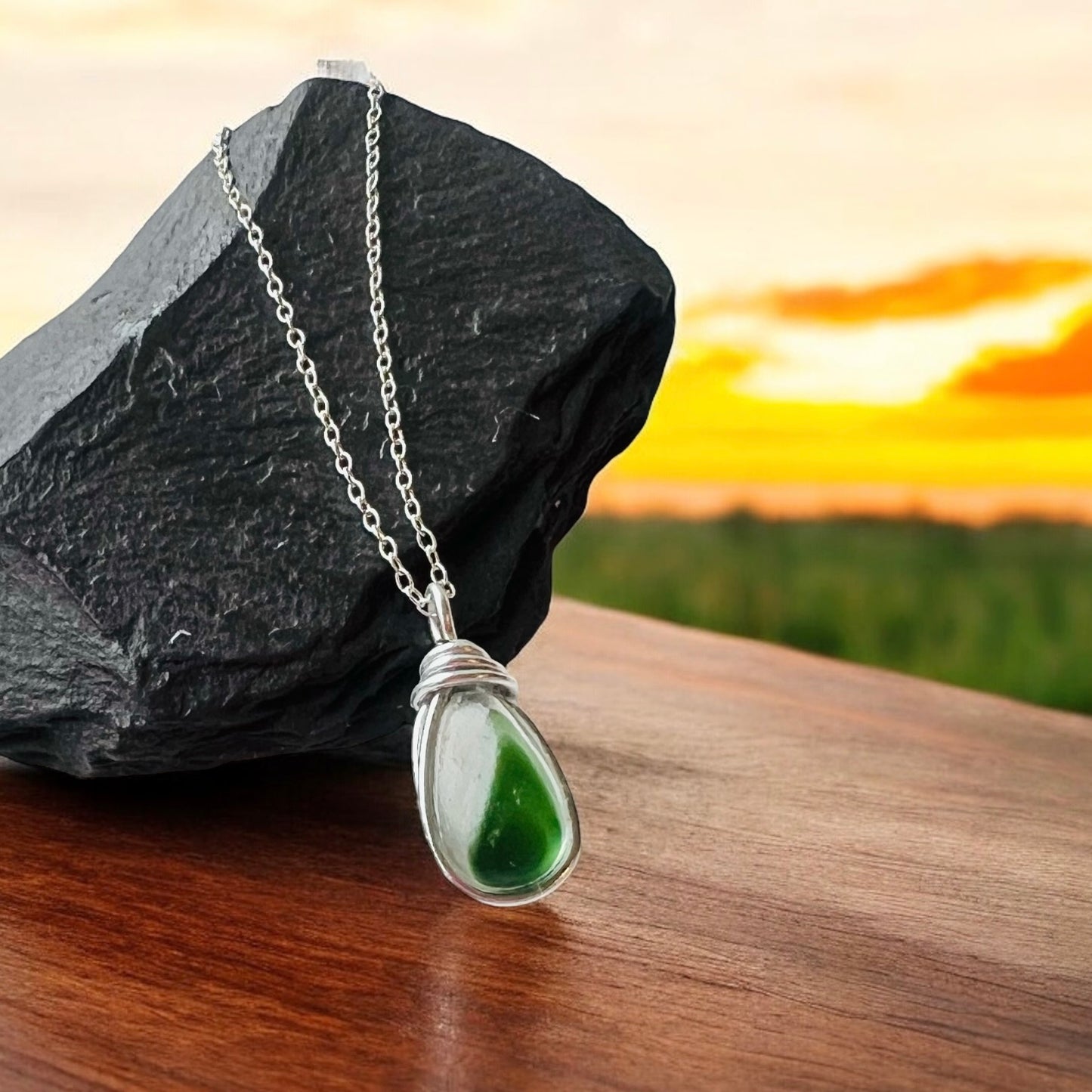 Green Seaham Sea Glass Multi Pendant