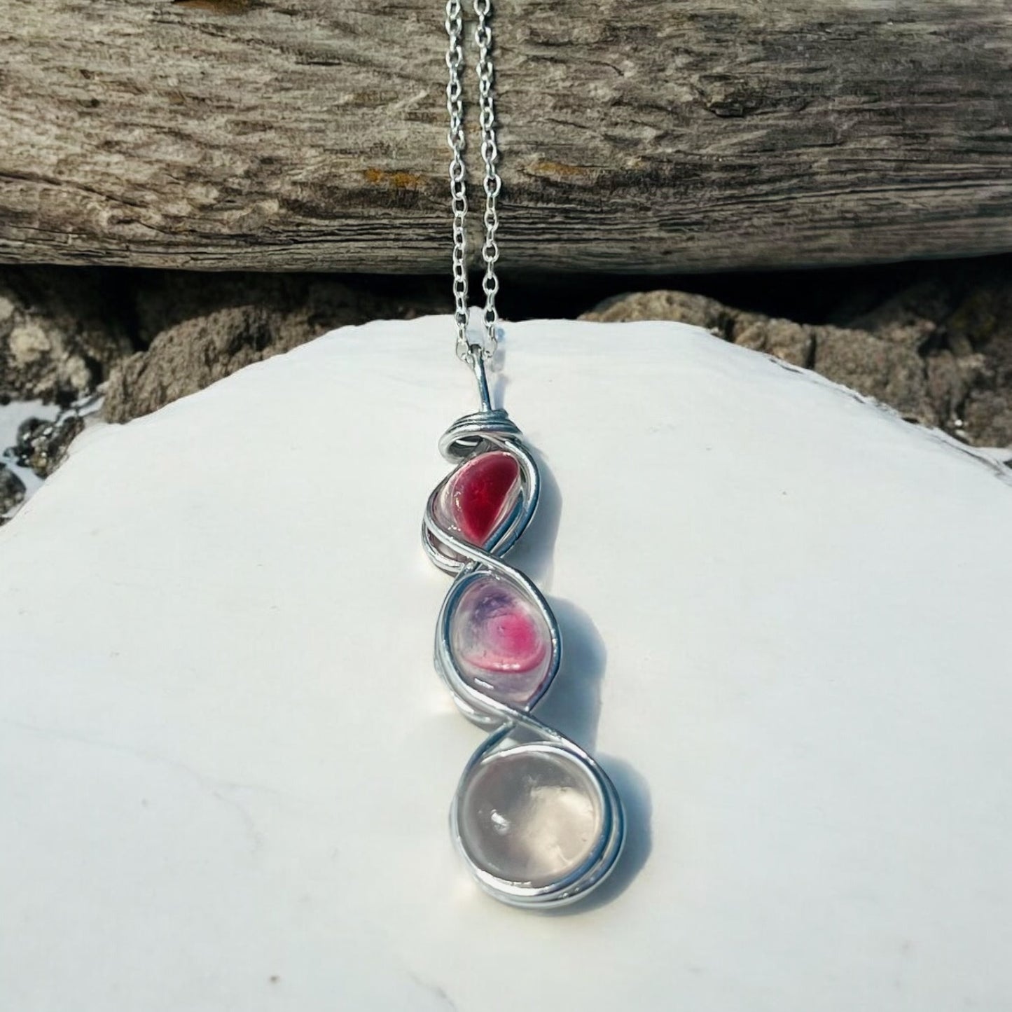 Seaham Sea Glass Mixed Pinks Pendant