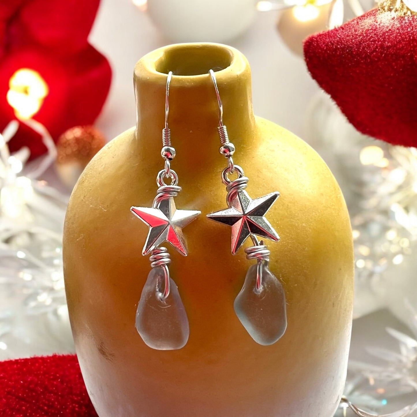 Seaham Sea Glass and Star Earrings