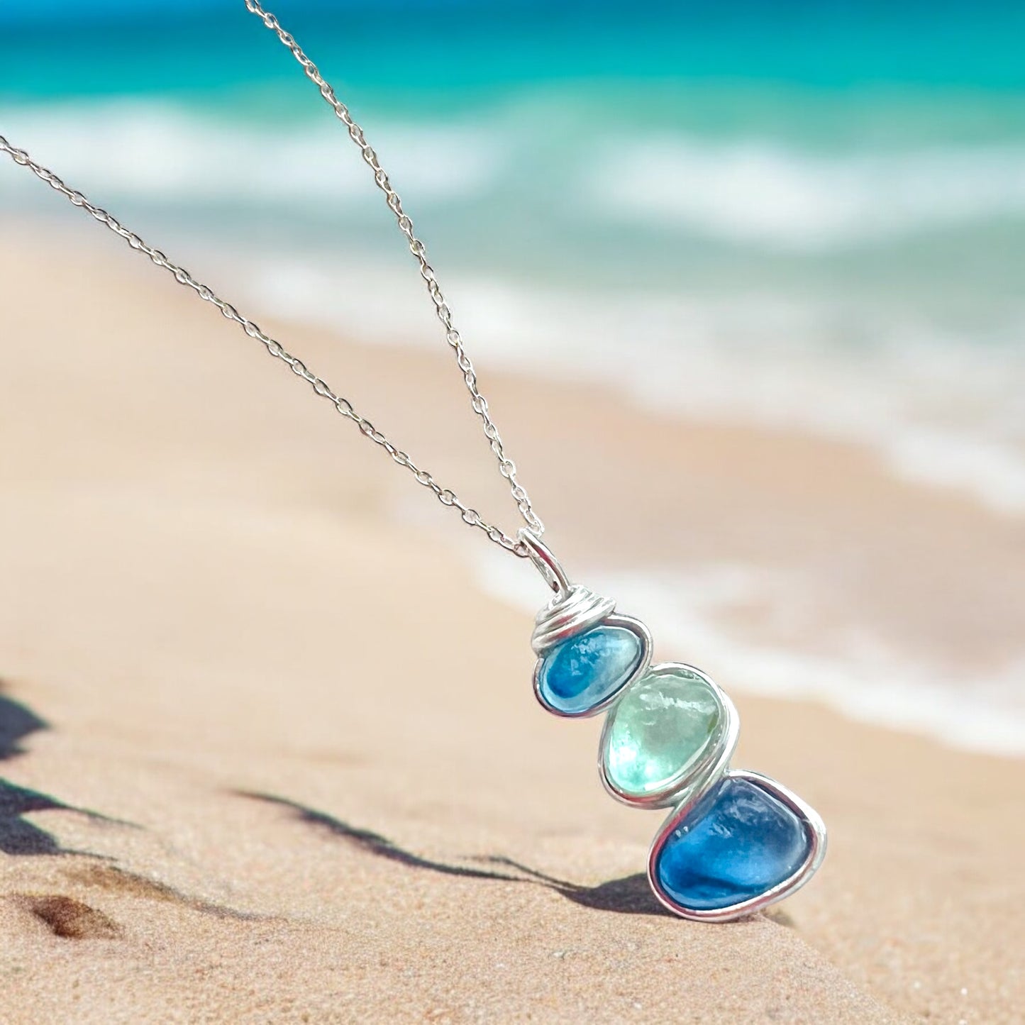 Three Seaham Sea Glass Pendant