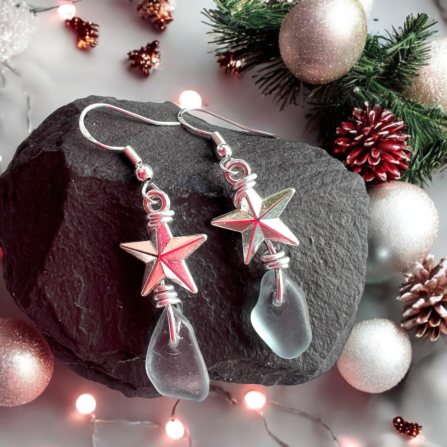 Seaham Sea Glass and Star Earrings