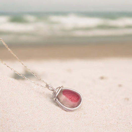 Seaham Sea Glass Pink Pendant