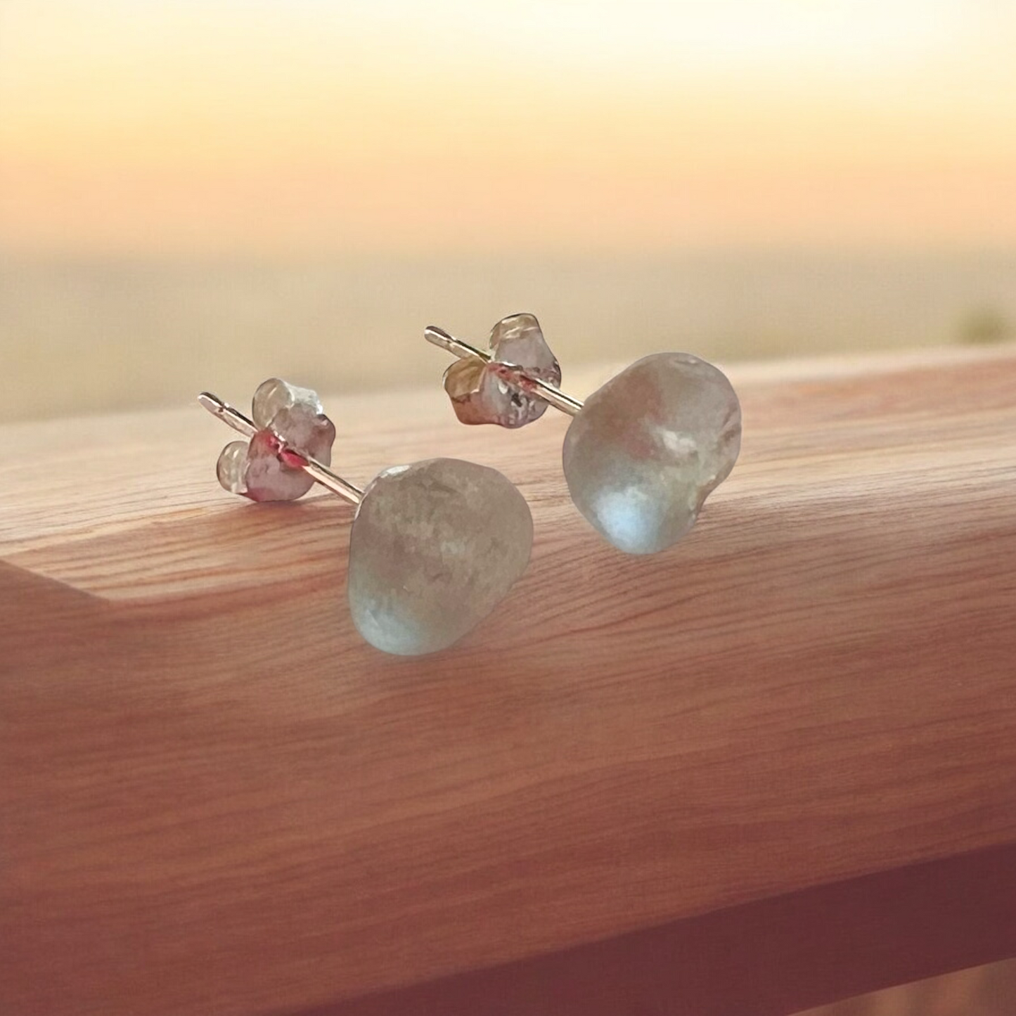 Seaham Sea Glass Seafoam Stud Earrings