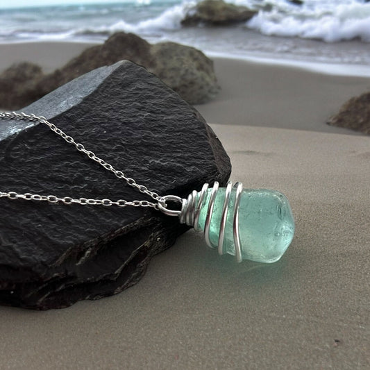 Rare Cornish Sea Glass Bottle Stop Pendant