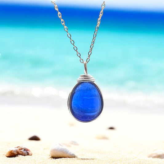 Cobalt Seaham Sea Glass Pendant