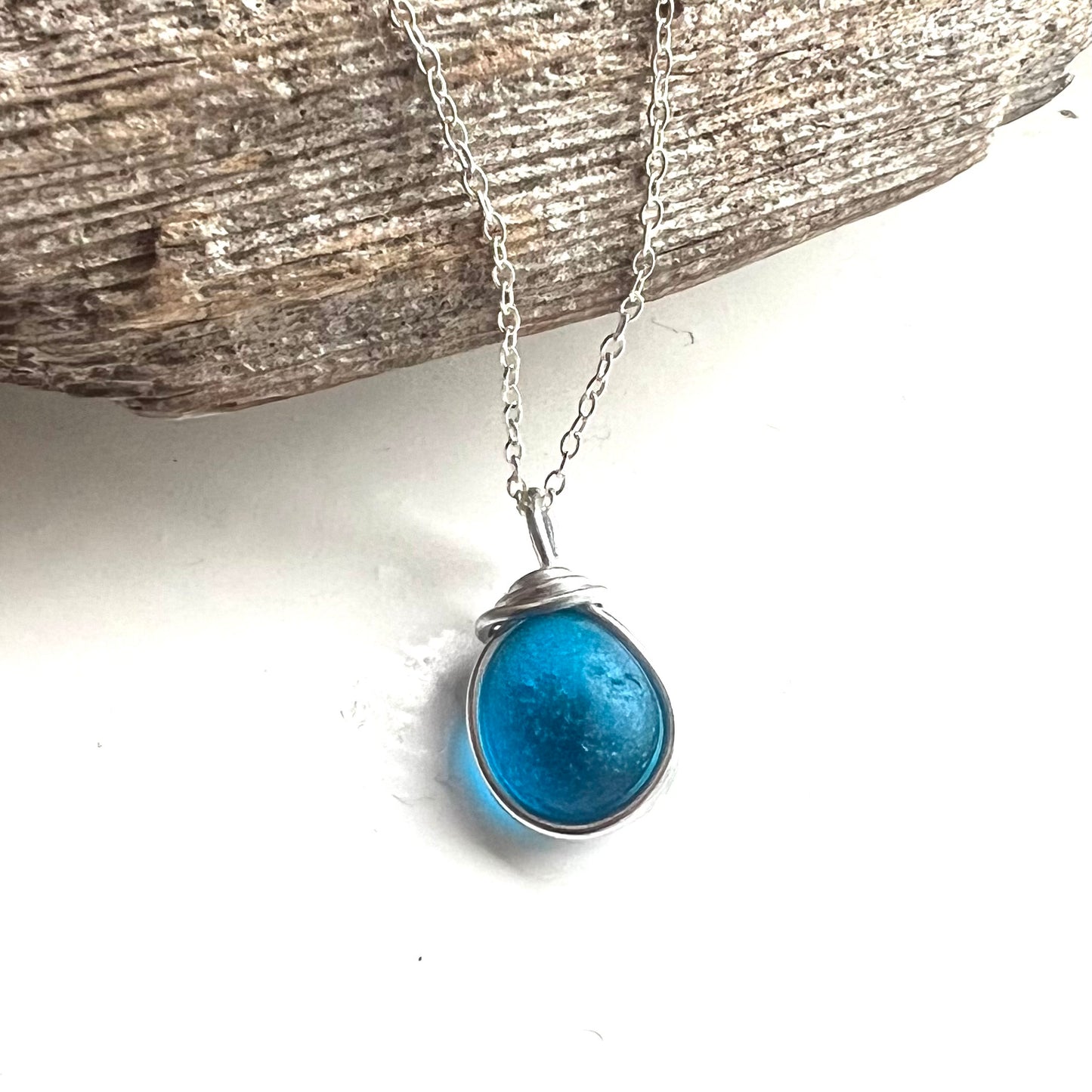 Rare Turquoise Seaham Sea Glass Pendant