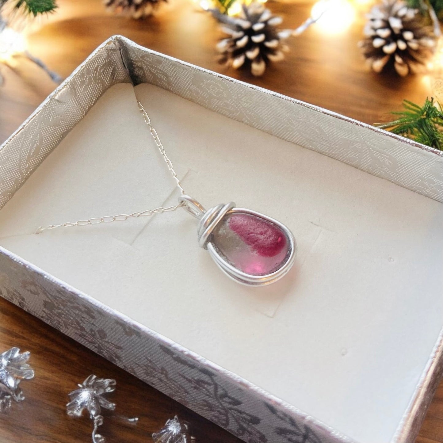 Seaham Sea Glass Pink Pendant