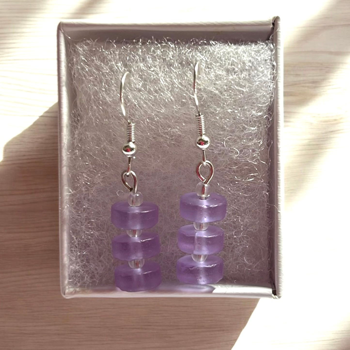 Cultured Sea Glass Jewellery Set in Lilac / Periwinkle