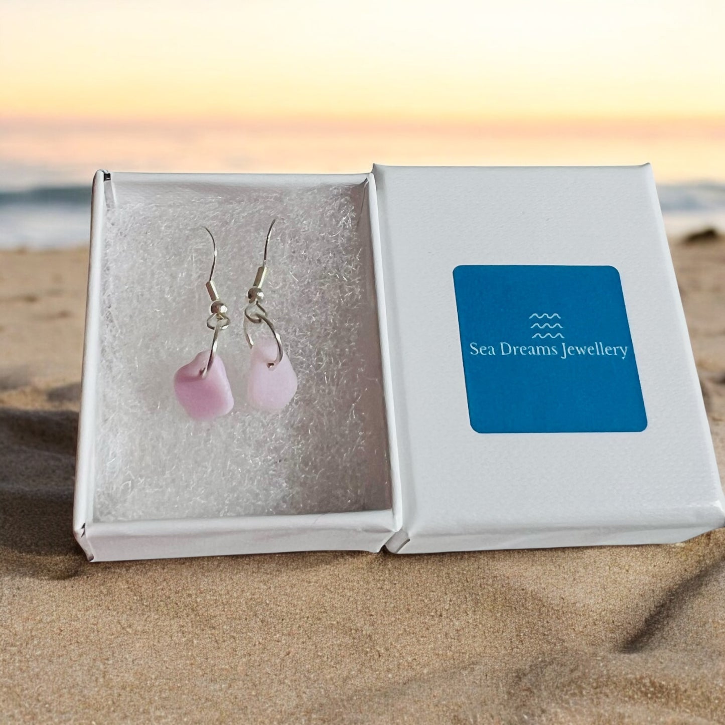 Pale Pink Seaham Milk Glass Small Earrings