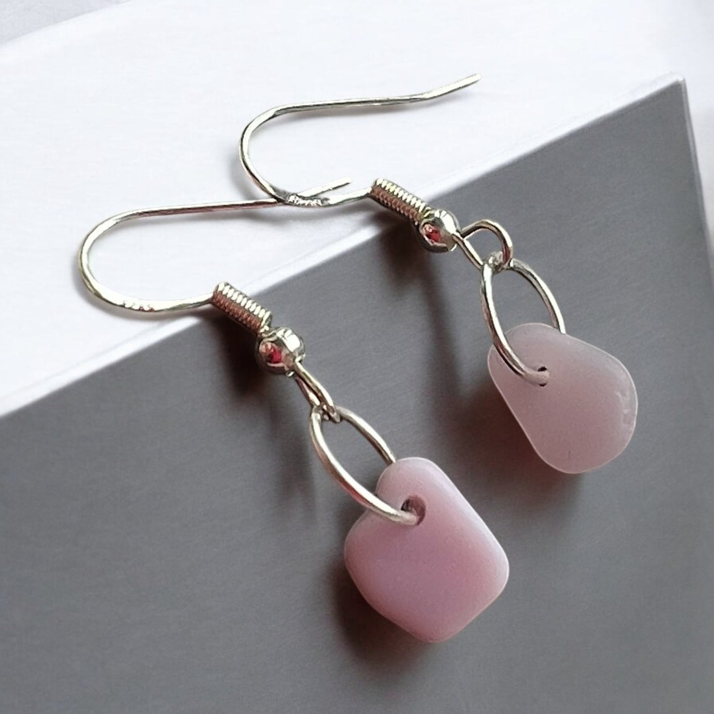 Pale Pink Seaham Milk Glass Small Earrings