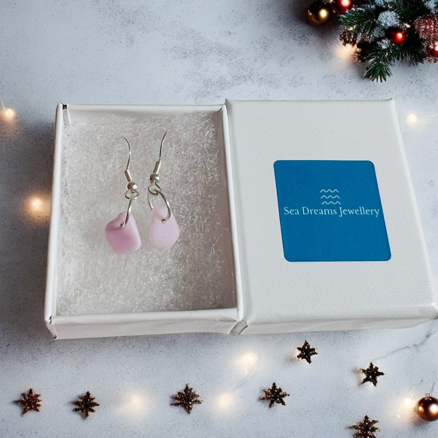 Pale Pink Seaham Milk Glass Small Earrings