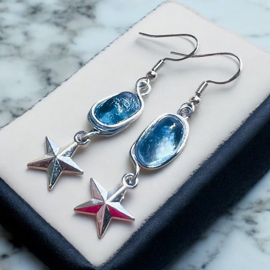 Seaham Sea Glass and Star Earrings