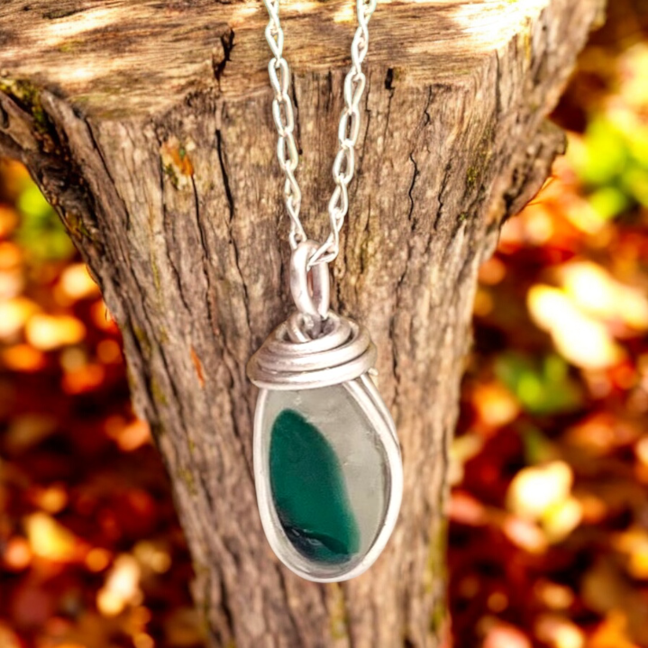 Green Seaham Sea Glass Multi Pendant