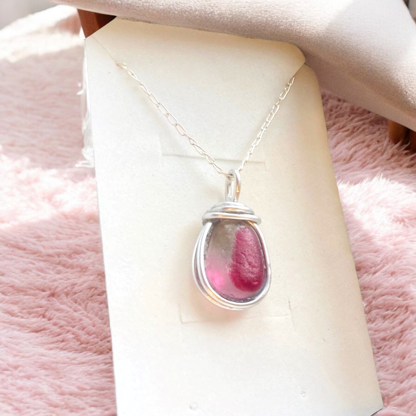 Seaham Sea Glass Pink Pendant