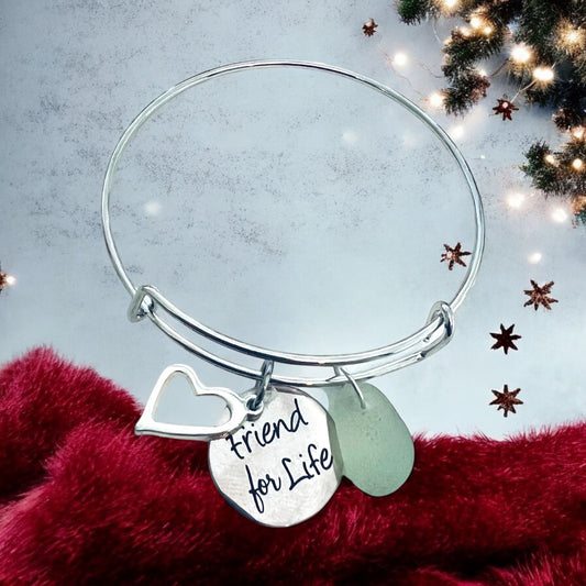 Friendship and Charm Sea Glass Bracelet